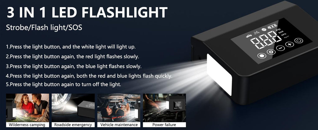 Portable Car Jump Starter, 4000A Car Battery Jump Starter with 150PSI Tire Inflator, 12V Car Battery Jump Starter, 15000mAh Power Bank, with LED Light