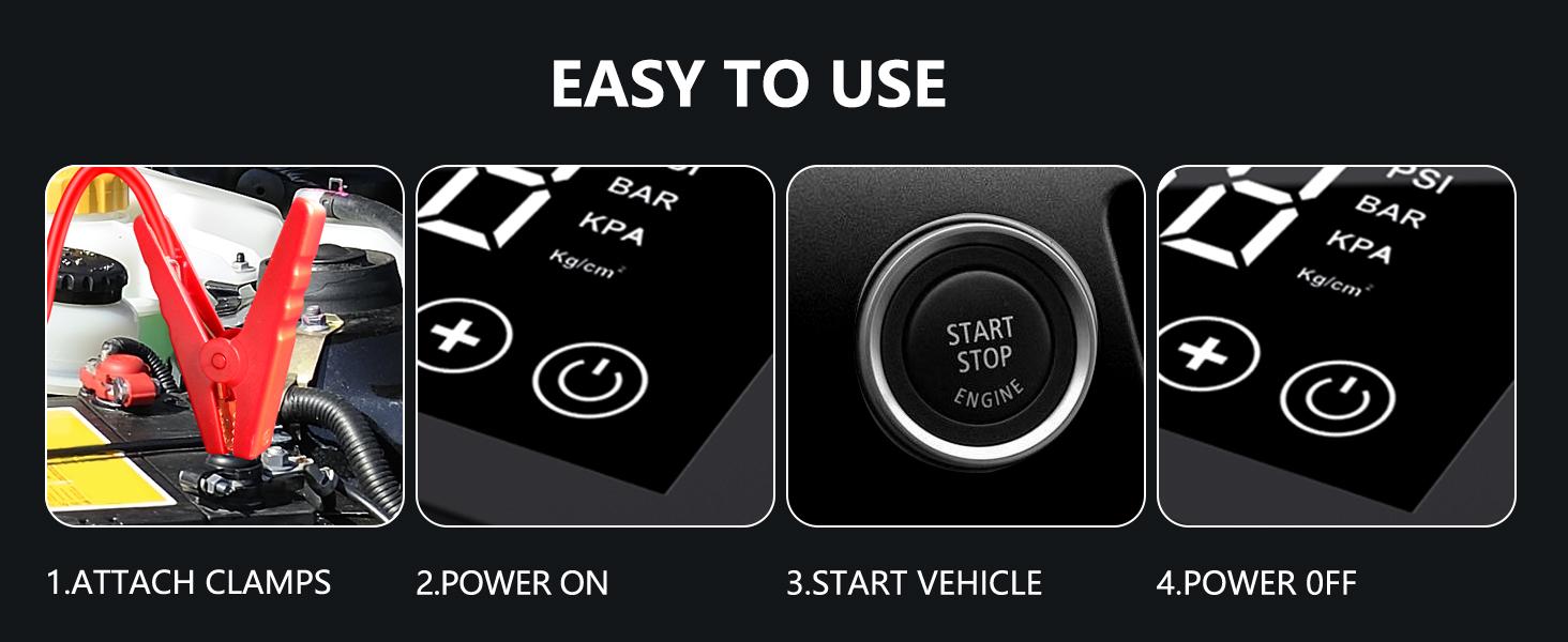 Portable Car Jump Starter, 4000A Car Battery Jump Starter with 150PSI Tire Inflator, 12V Car Battery Jump Starter, 15000mAh Power Bank, with LED Light